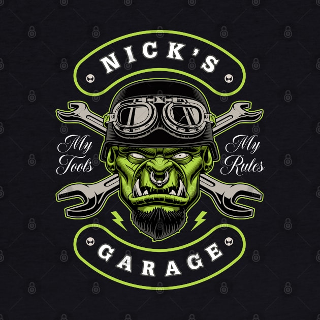 Nick's Garage Personalized Men's Gift by grendelfly73